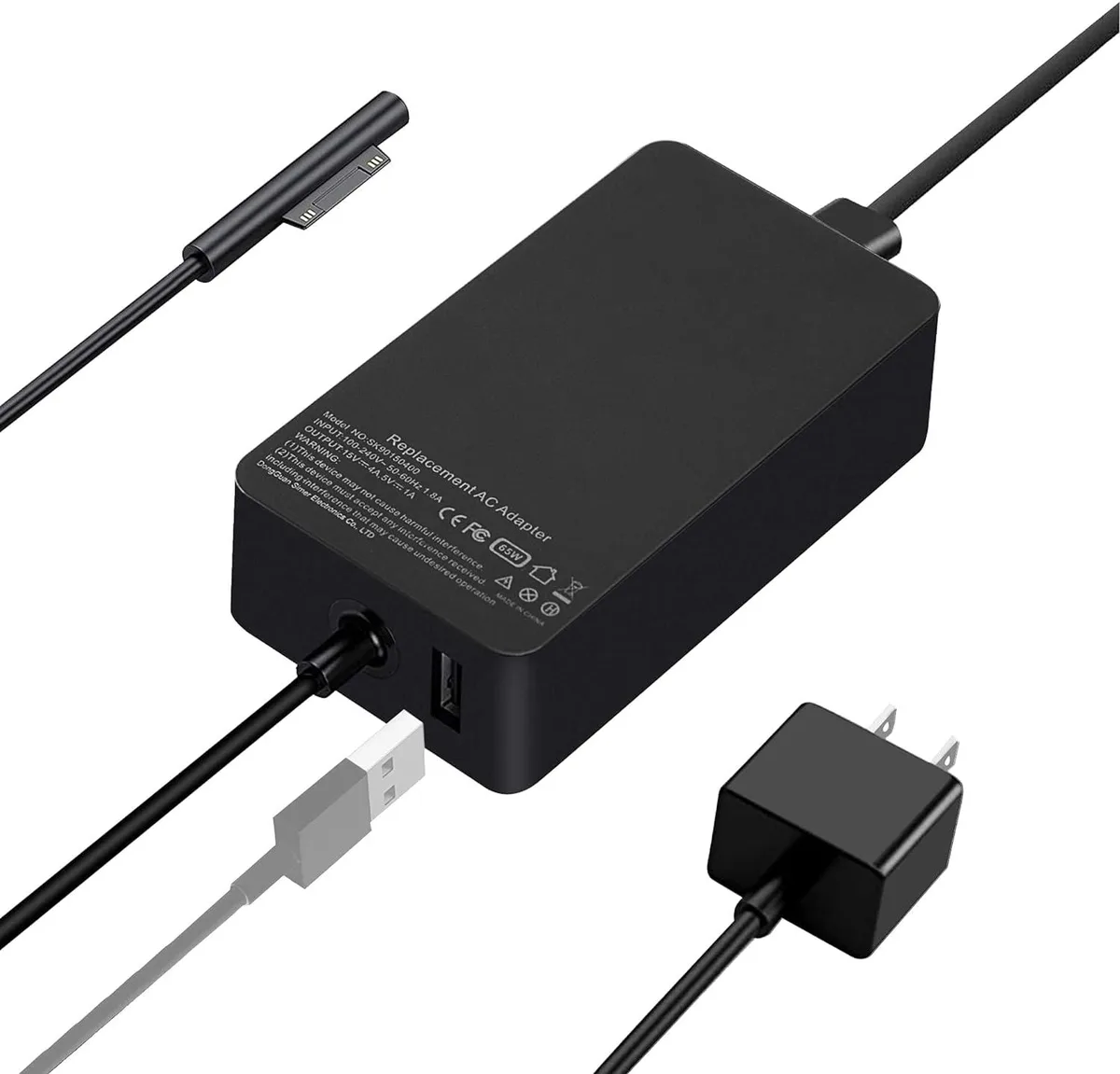 GCROWN GCROWN 65W AC adapter for Microsoft Surface Pro X 3 4 5 6 7 7+ 8 9 Laptop Go 2 3 — product photo