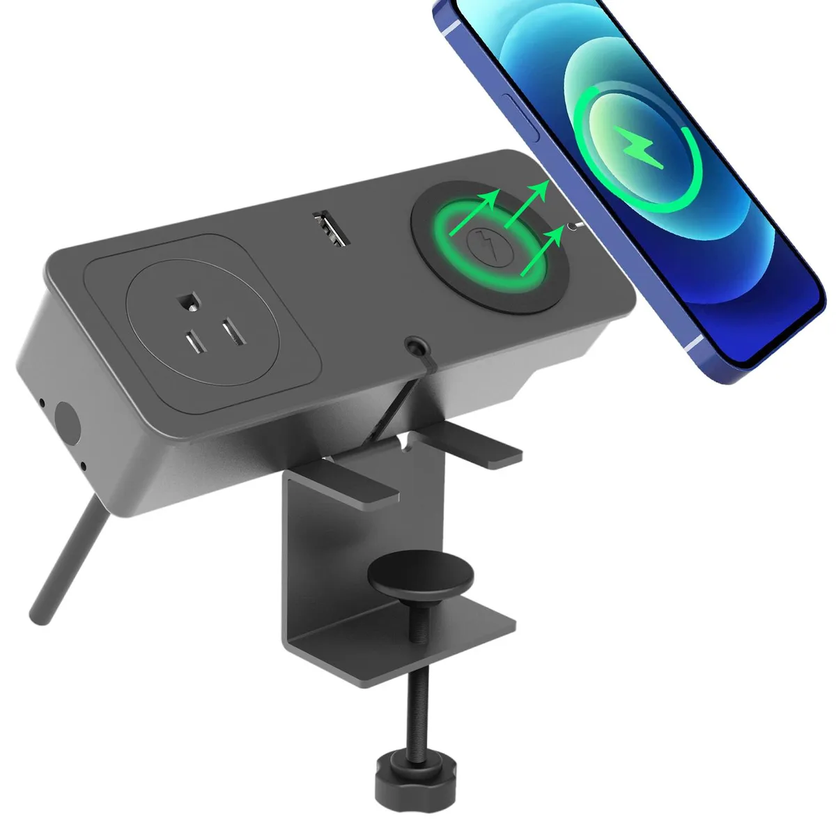 KingTSYU KingTSYU KT-SC03L Desk Clamp Power Strip 20W USB-C 15W Wireless — product photo