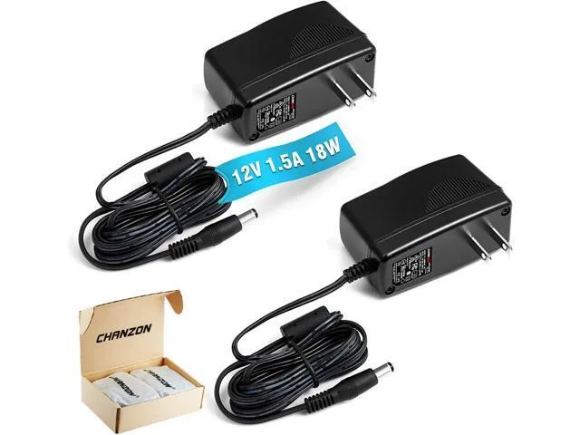 LORDWORLD LORDWORLD 12V 1.5A 18W Power Adapter Dual 2.1mm 2.5mm Plug 6Ft 2-Pack — product photo