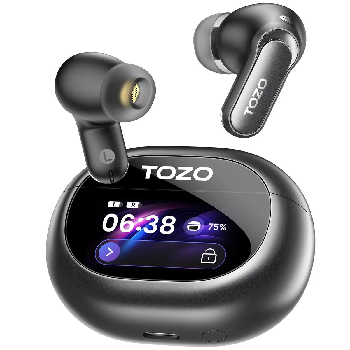 TOZO Store TOZO NC20 Pro Earbuds Titanium Black 80H ANC Bluetooth 5.4 — product photo