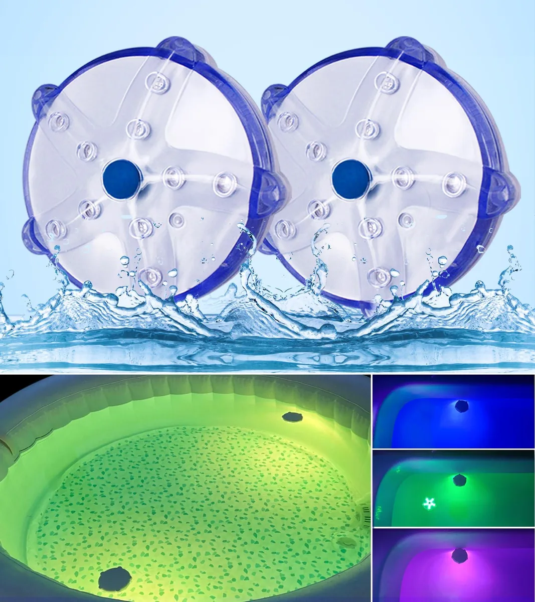 Two white starfish acrylic lights with clear prismatic surface, magnetic mount, 3 inch size, 2 pack
