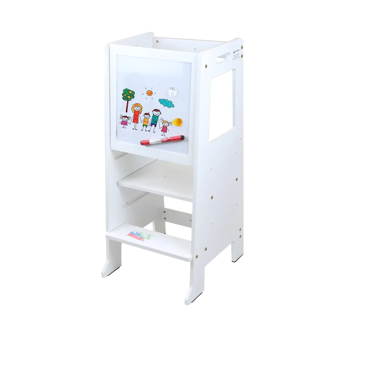 Clevr Clevr Height Adjustable Step Stool with Magnetic Activity Board White — product photo