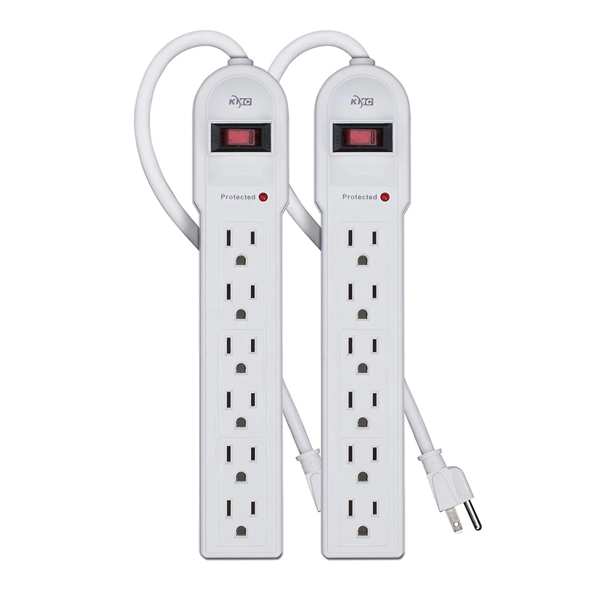 KMC KMC 6-Outlet Surge Protector 2-Pack 900J 4ft White — product photo