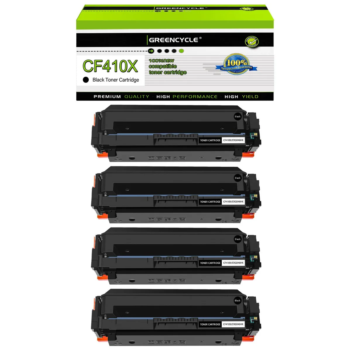GREENCYCLE GREENCYCLE 410X CF410X Black Toner Cartridge 4 Pack 6500 pages — product photo