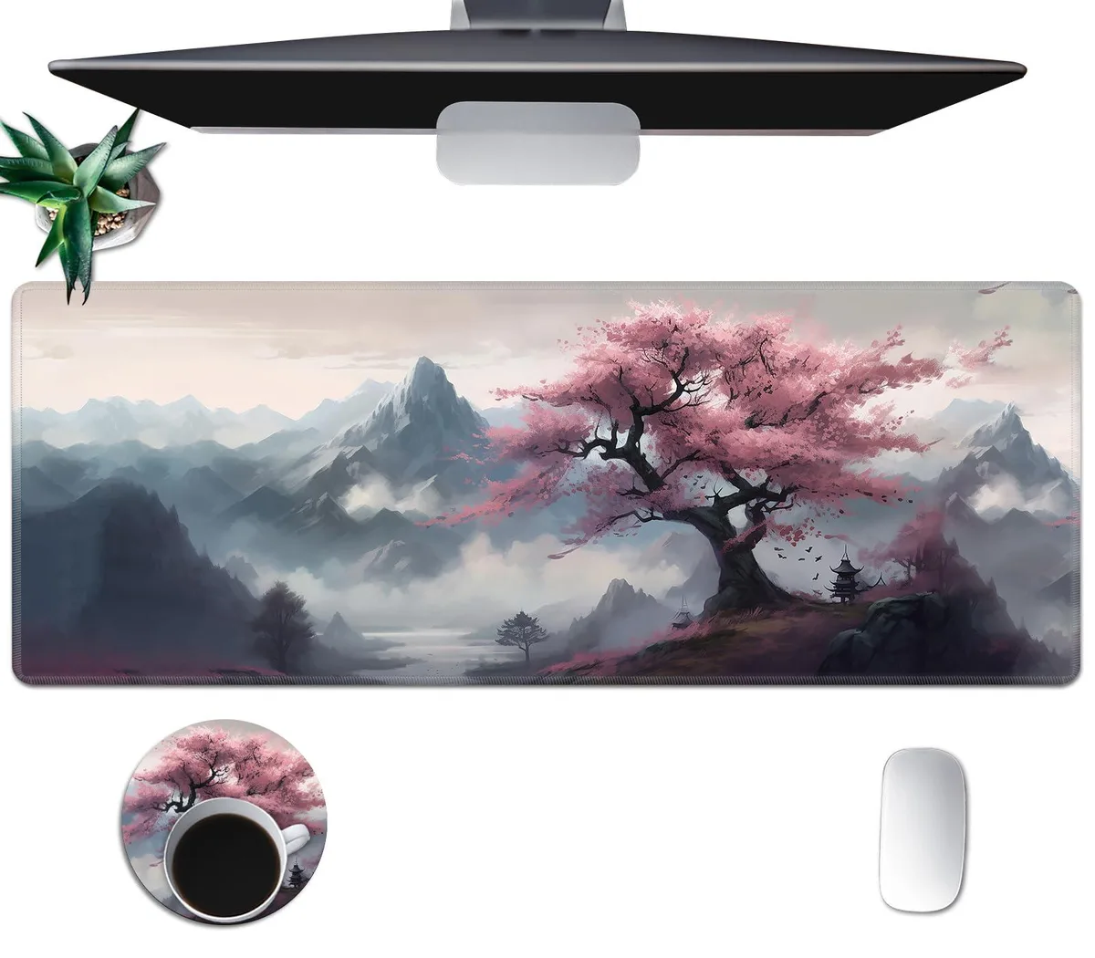  BVDIKMI AK-SBD-ZD803002YBD-A01 Sakura Tree mouse pad 31.5 x 11.8 in — product photo