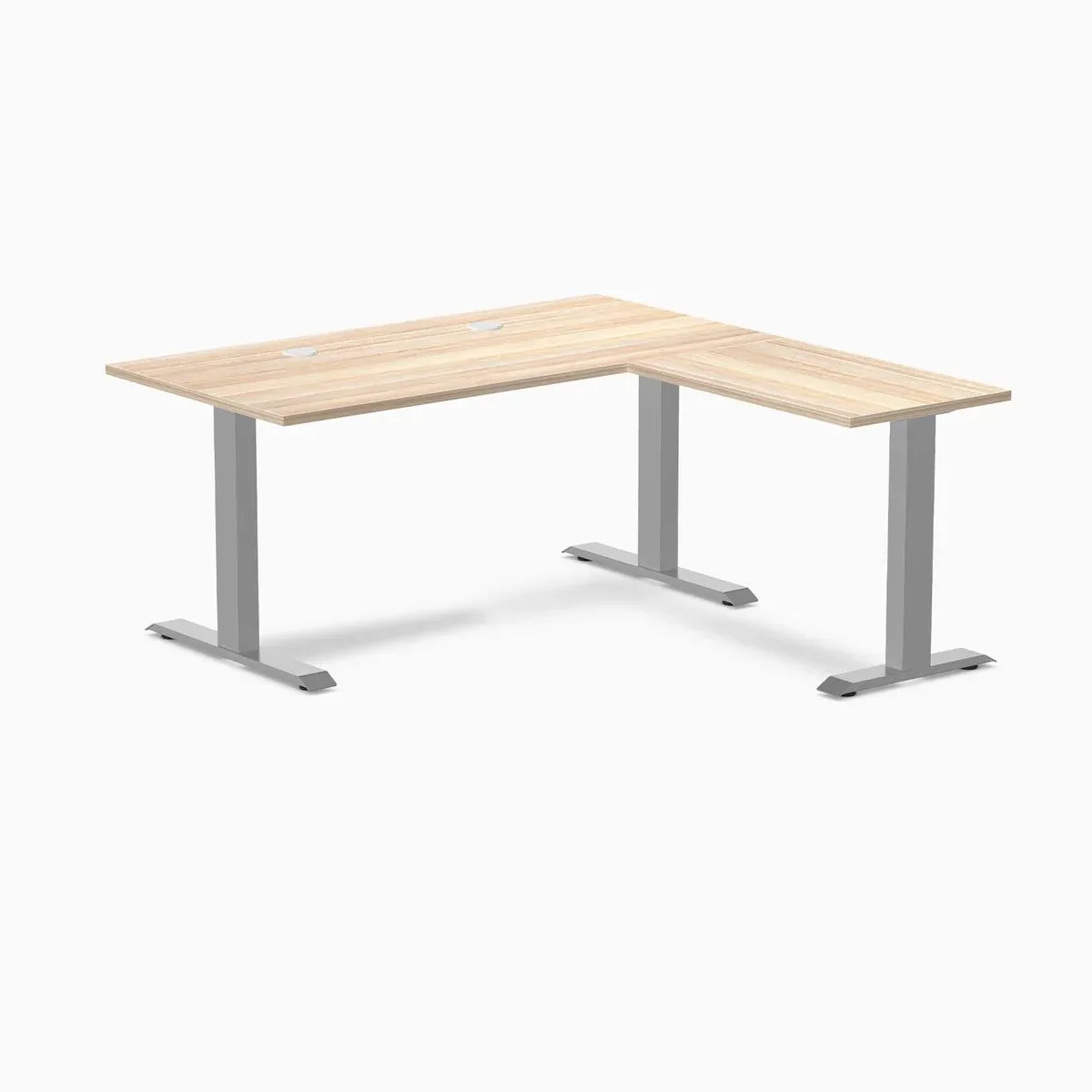 Desky Desky Zero Laminate L-Shape Office Desk Classic Oak Grey 59 x 29.5 x 61 x 19.7 in with Grommets — product photo