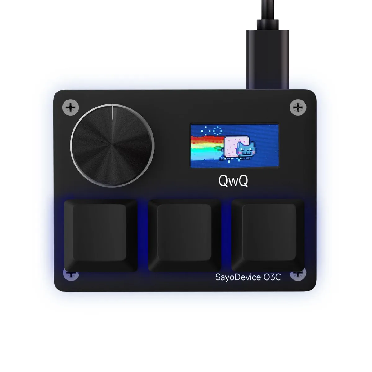  iC SayoDevice O3C Gaming Keyboard 3 Hall Switches .96 in Screen Black Outemu Pink Switch — product photo