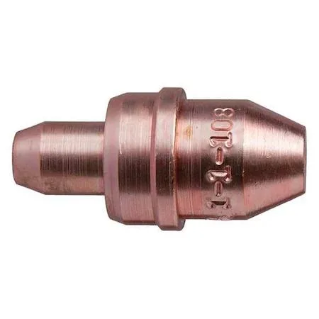 Small brass acetylene cutting tip size one, single-piece design with threaded base
