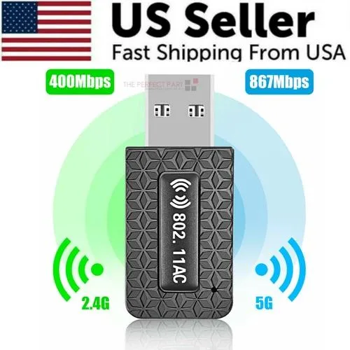  Unbranded AC1300 USB 3.0 Wi-Fi Adapter Dual Band 2.4/5 GHz 1300Mbps Black — product photo