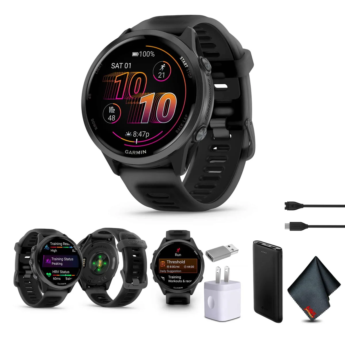 Garmin Garmin Forerunner 570 47MM Slate Gray Aluminum Bundle wearable technology — product photo
