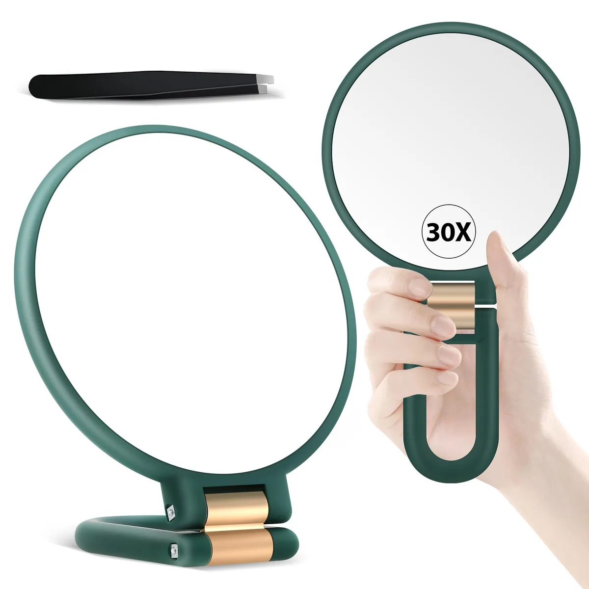 B Beauty Planet 30X Magnifying Mirror Green 5.5" Round ABS — product photo