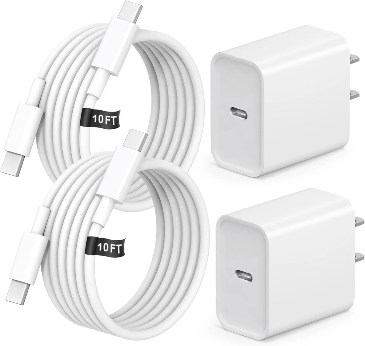 Elestur Elestur 20W PD 3.0 USB-C Charger with 10ft Cable 2-Pack — product photo