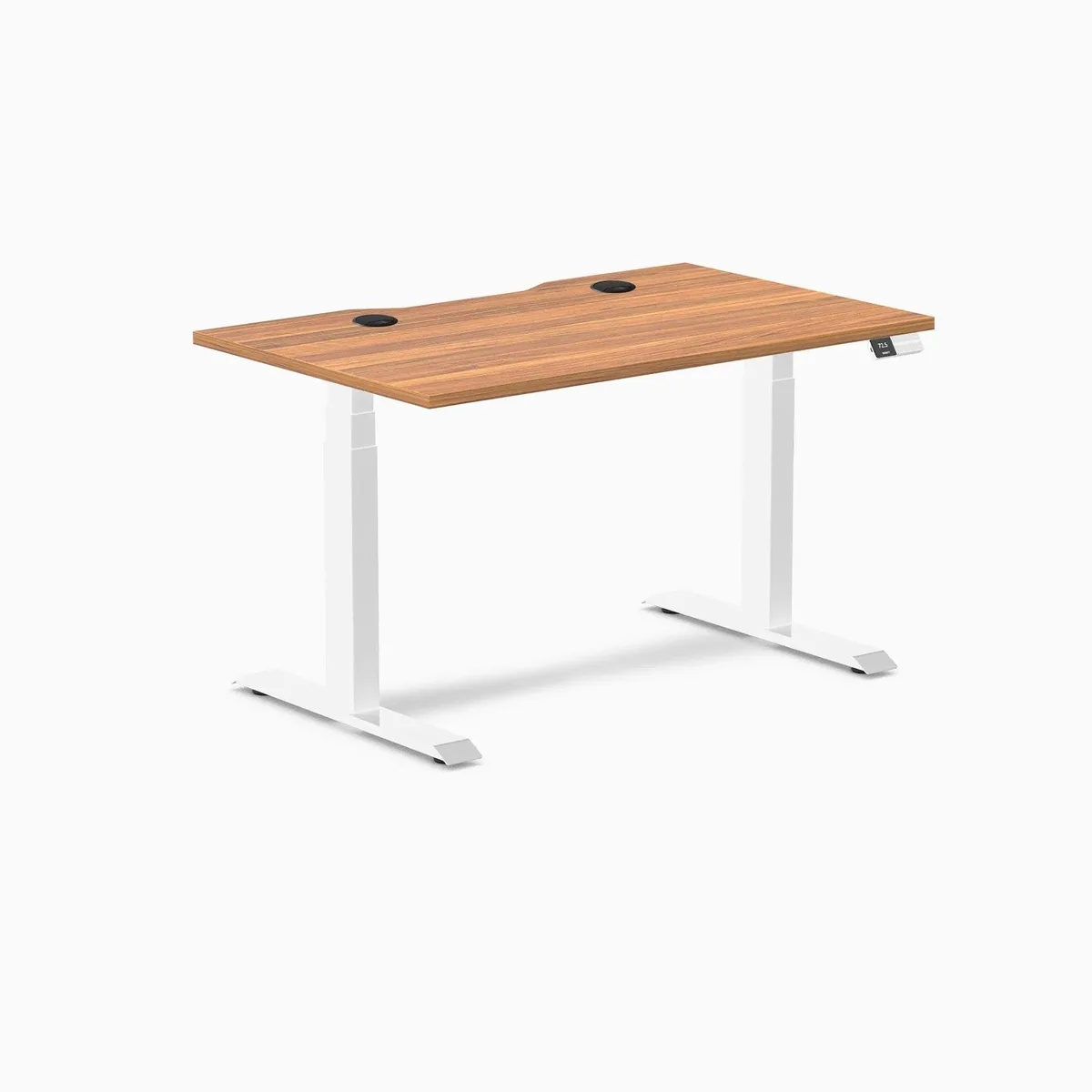Desky Desky Dual Scalloped Laminate Sit Stand Desk Prime Oak White 47.2 x 29.5 in — product photo
