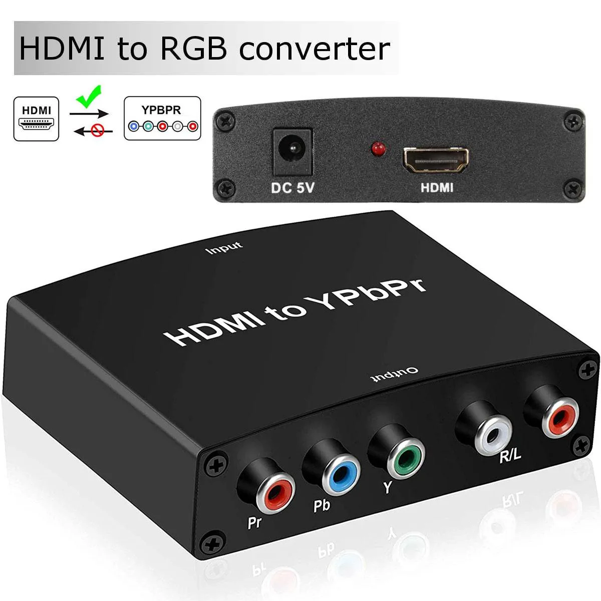 Jansicotek Jansicotek HDMI to YPbPr 5RCA RGB Adapter 1080p audio video converter — product photo