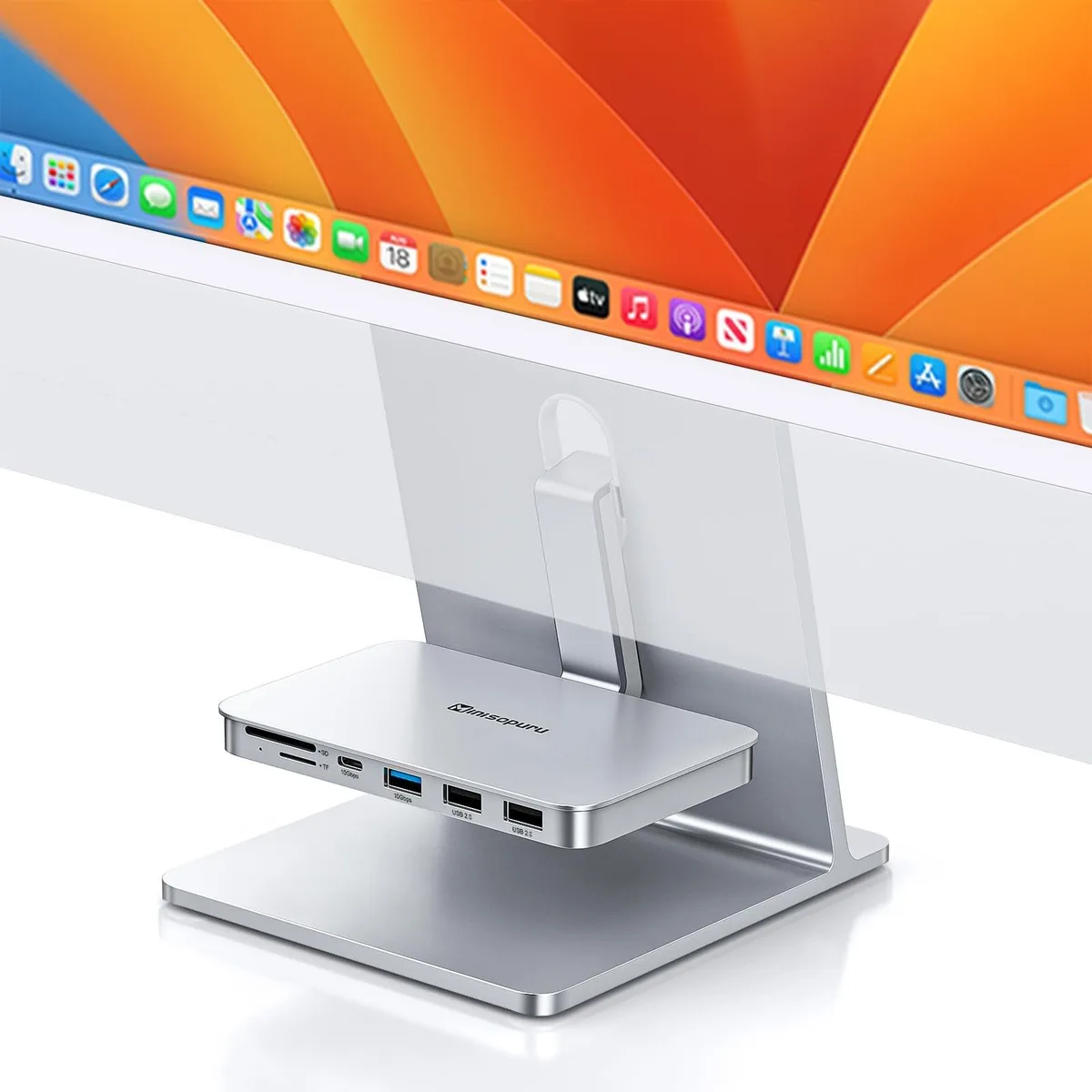 Minisopuru Minisopuru 6-in-1 iMac Hub 10Gbps Silver 2 in 1 accessory — product photo