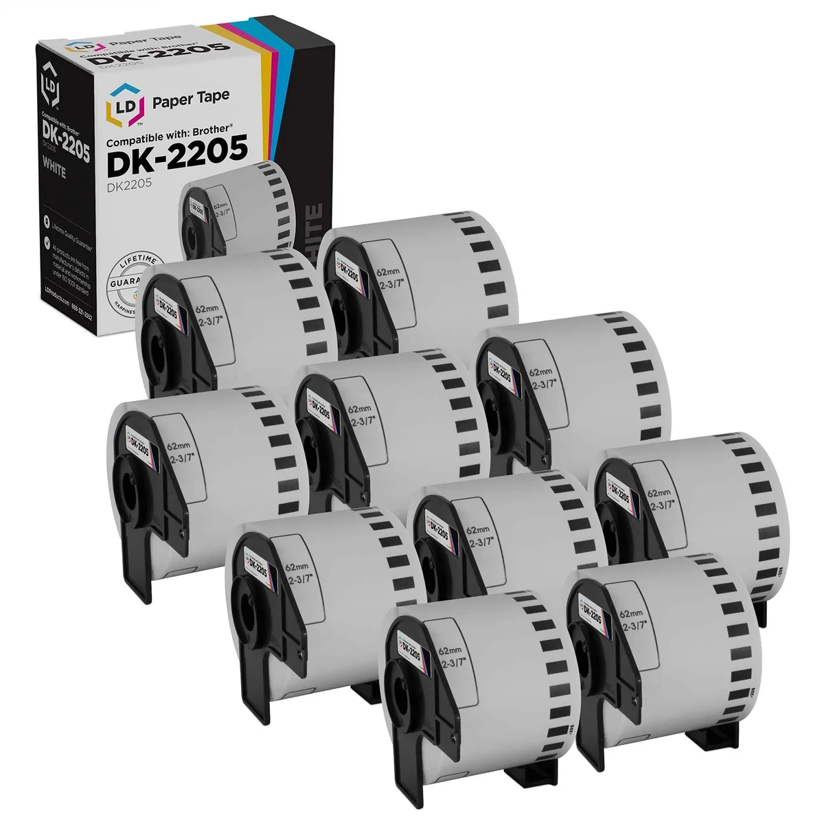 LD Products LD Products White Paper Tape DK-2205 2.4 in x 100 ft 10-Pack — product photo
