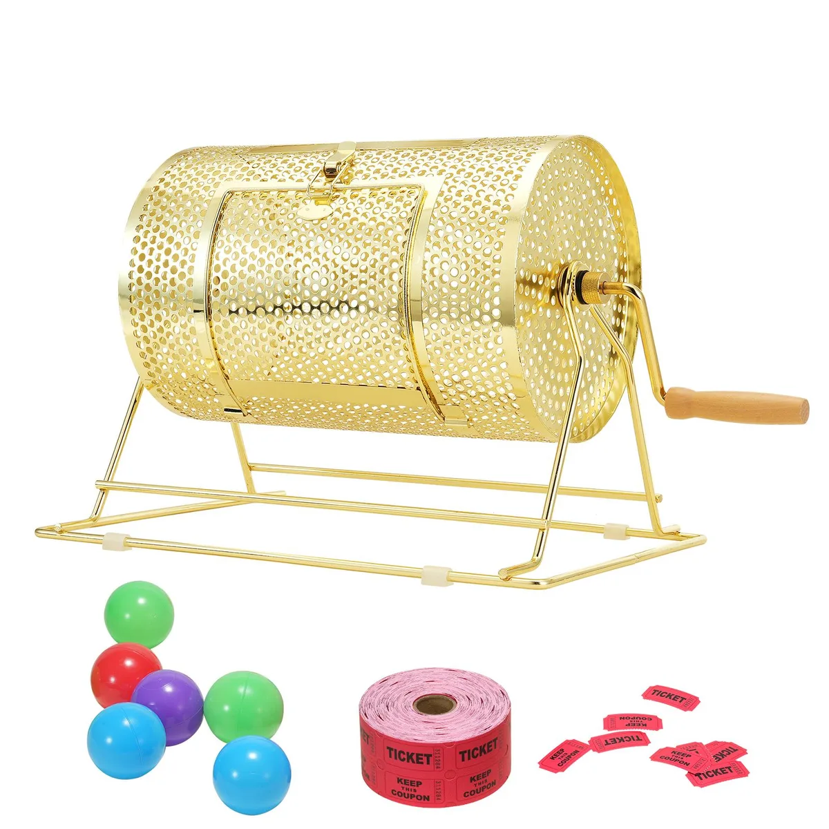 VEVOR VEVOR 12-ST Raffle Drum 11.6 x Ø7.48 in Brass 2500 Tickets — product photo