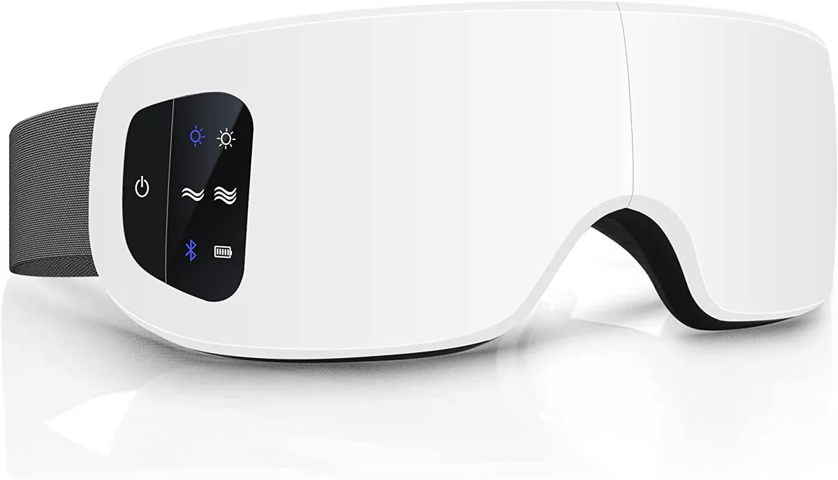 Corn Electronics Corn Electronics Eye Massager White 6 Modes Bluetooth Heat 180° Foldable 1200mAh — product photo