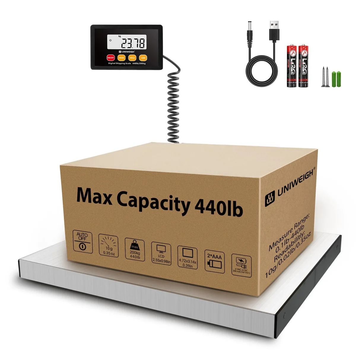 UNIWEIGH UNI-UD-200kg/10g 440lb 10g Shipping Scale — product photo