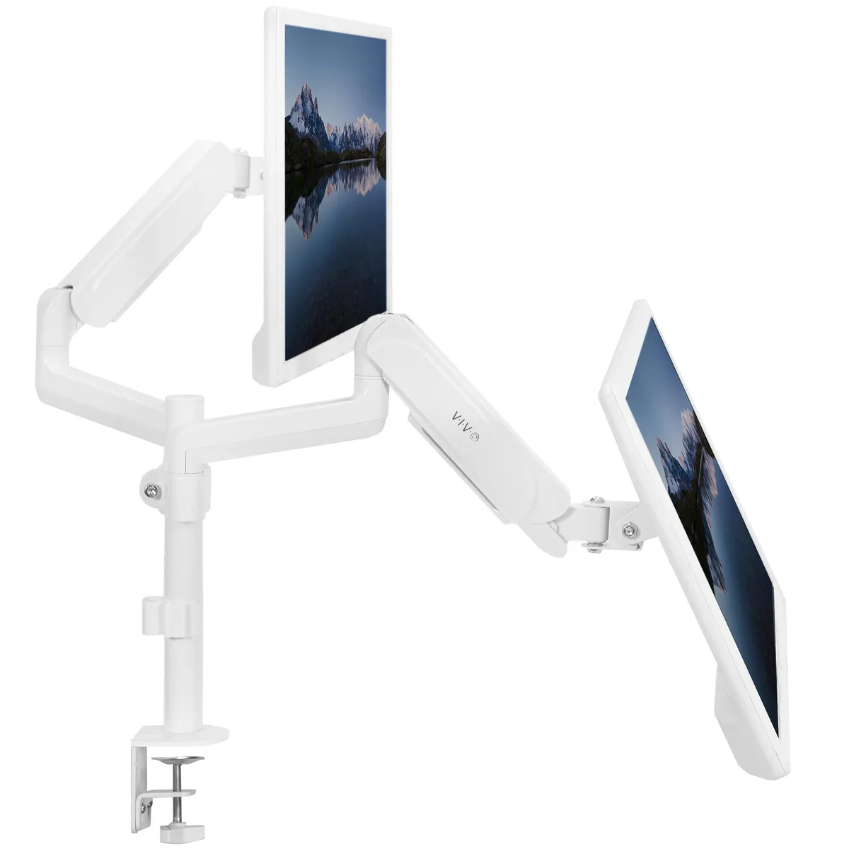 VIVO VIVO White Dual Monitor Pneumatic Desk Mount 17-32" 19.8 lbs VESA 75/100 — product photo