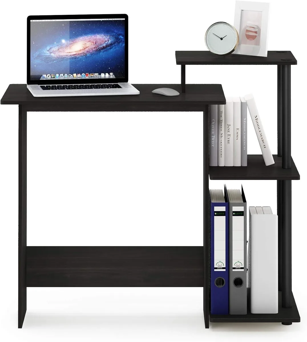 PISKEKAT PISKEKAT Office Equipment Computer Desk Dark Espresso/Black 39.6x15.5x33.6 in — product photo