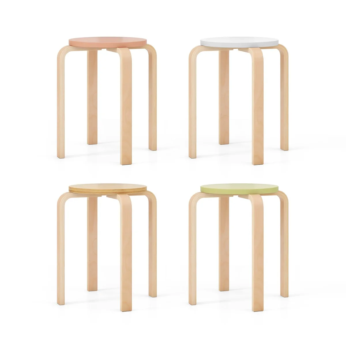 SlickBlue SlickBlue Bentwood Stackable Barstool Set of 4 Natural — product photo