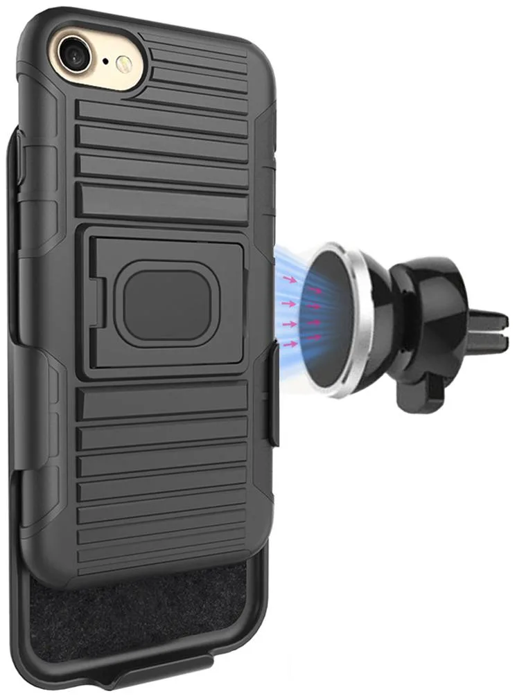 Nakedcellphone Nakedcellphone Rugged Case Stand Belt Clip Magnetic Car Mount for iPhone SE 2022 2020 — product photo