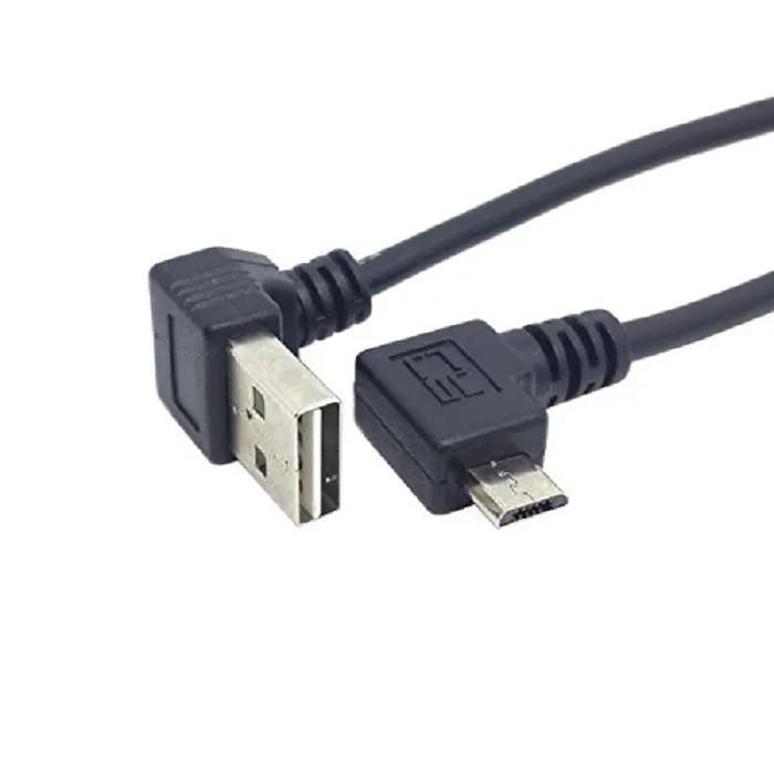 TeKit TeKit USB 2.0 Male to Right Direction Micro USB 5Pin Male Cable Reversible Up &amp; Down Angled 90 Degree 25cm — product photo