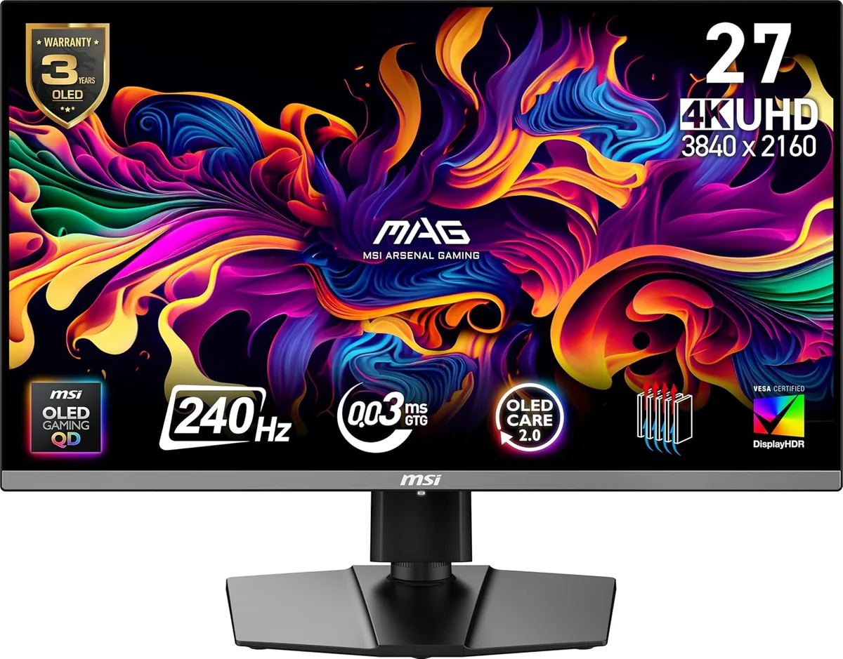 MSI MSI MAG 272UP QD-OLED X24 27" (26.5" viewable) 4K 240Hz 0.03ms DCI-P3 99% gaming monitor — product photo