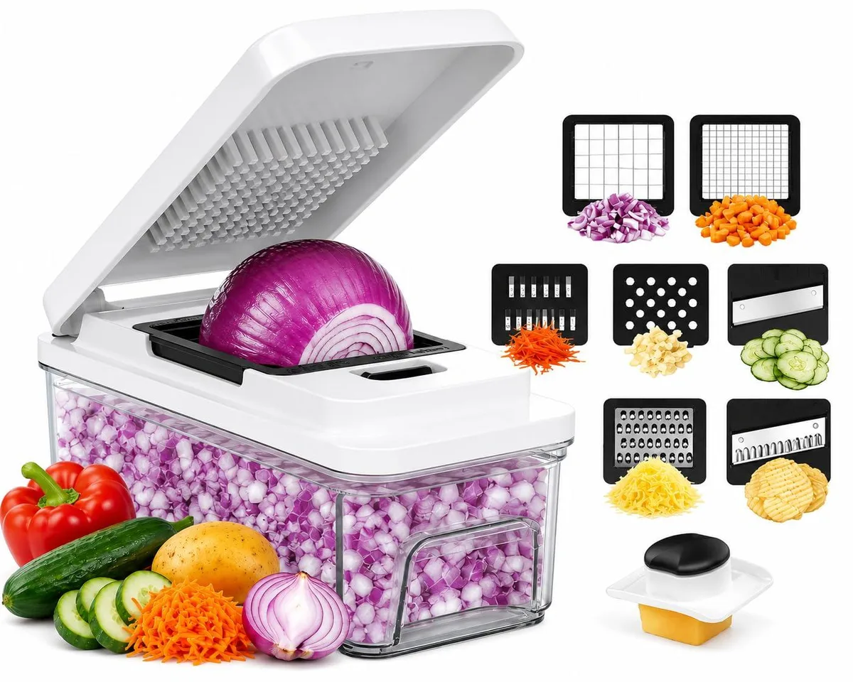 CrazyQueen B870 food processor 10 in 1 7 blades — product photo