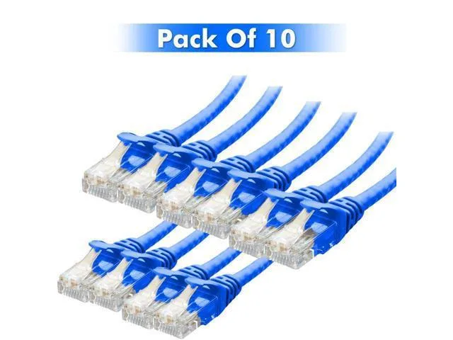 WISDUM WISDUM 10-pack 10 ft CAT6 network ethernet cable blue — product photo