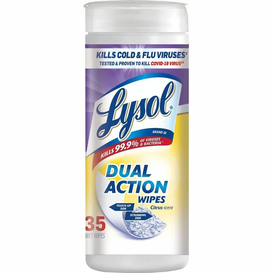 Reckitt Benckiser Reckitt Benckiser 81143CT Lysol Dual Action Citrus Cleaning Wipes 420 Carton — product photo