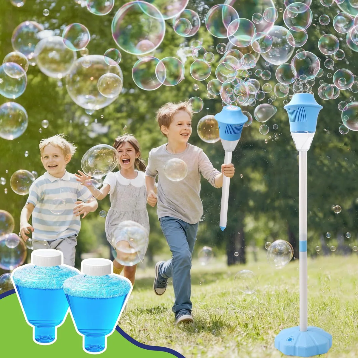  Bubble Stand Machine 47 Inches Outdoor Tall Bubble Maker with Lights Rechargeable — product photo