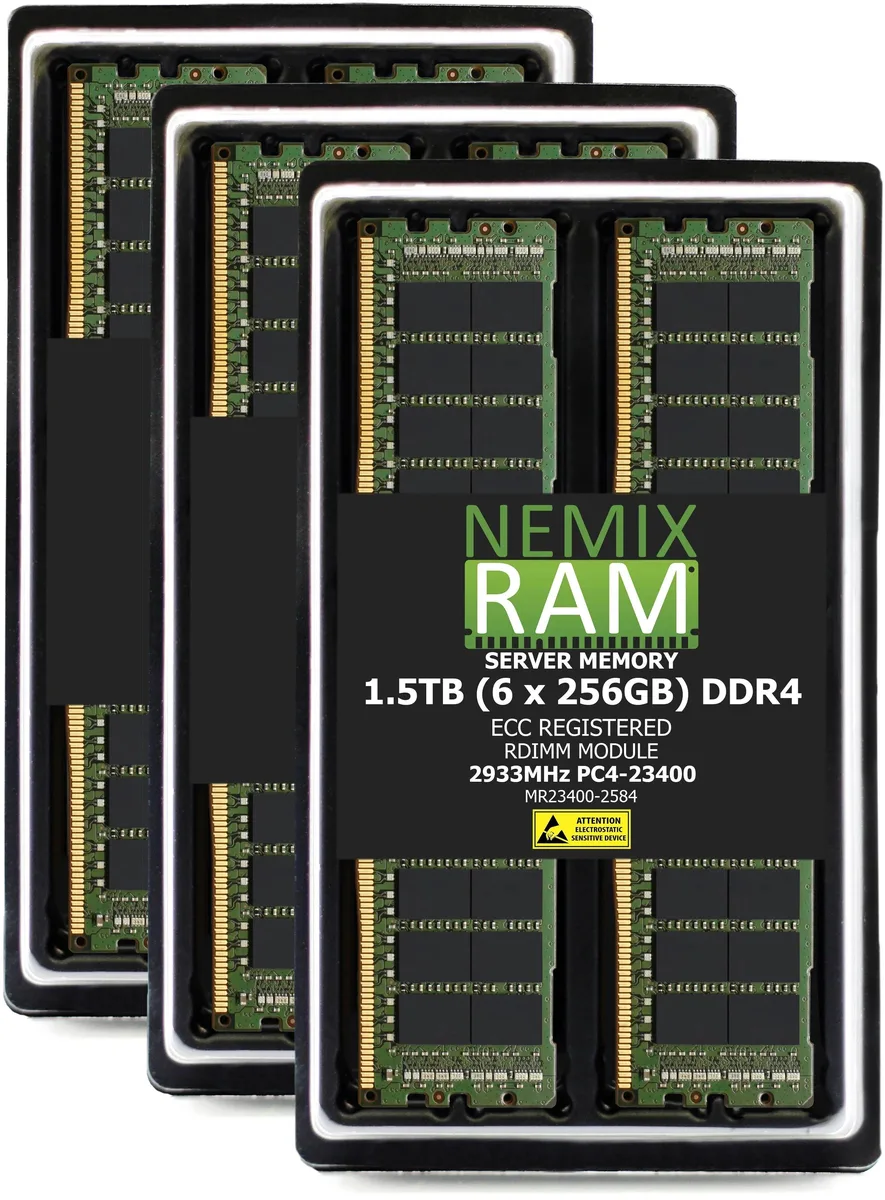 NEMIX RAM NEMIX RAM 1.5TB (6x256GB) DDR4-2933 ECC RDIMM 8Rx4 1.2V 288-Pin — product photo
