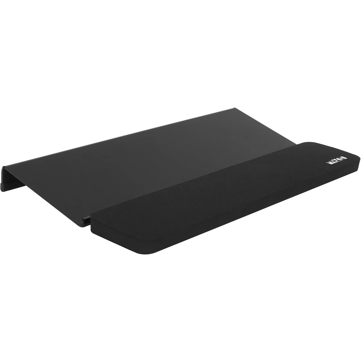 Black acrylic tilted keyboard riser 16.9 inches wide with matching wrist rest pad set of ten