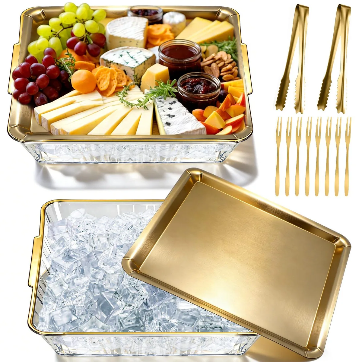 DNBeffulgent DNBeffulgent LE7989 2-Piece Chilled Serveware Set Gold 11.81 — product photo