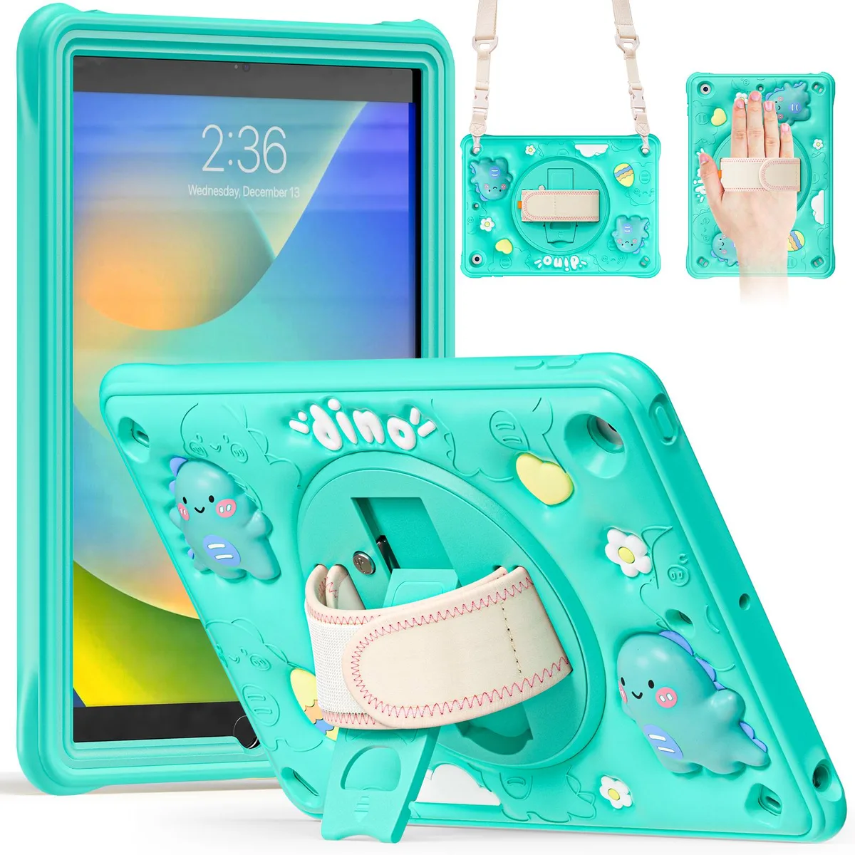 BONAEVER BONAEVER Kids Case for iPad 9th 8th 7th Gen 10.2 inch laptop case Green — product photo