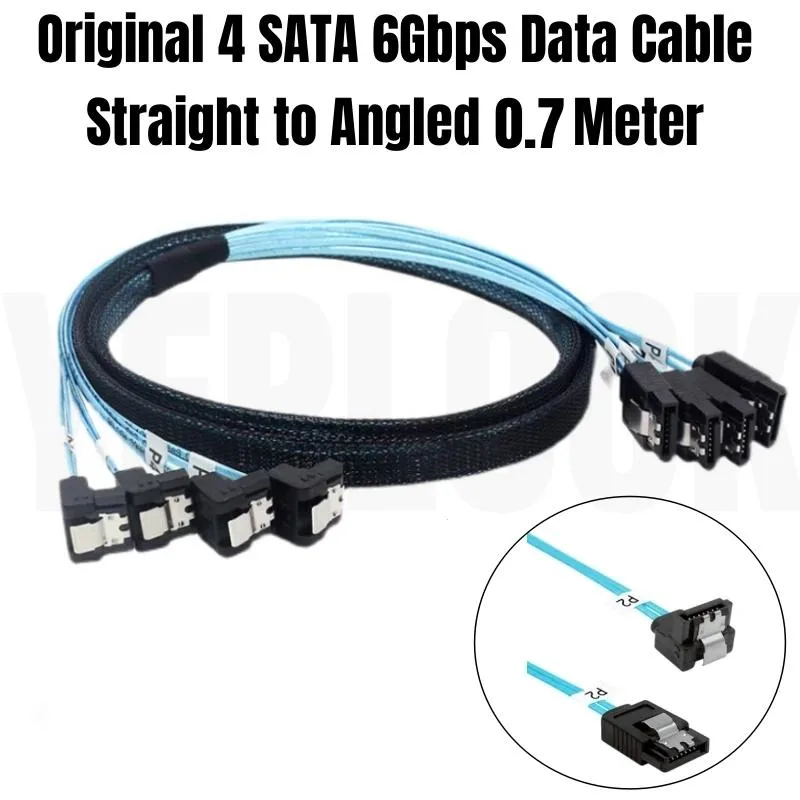 YEPLOOK YEPLOOK 4 SATA 7Pin .7m Straight to Angled 6Gbps Blue sata cable — product photo