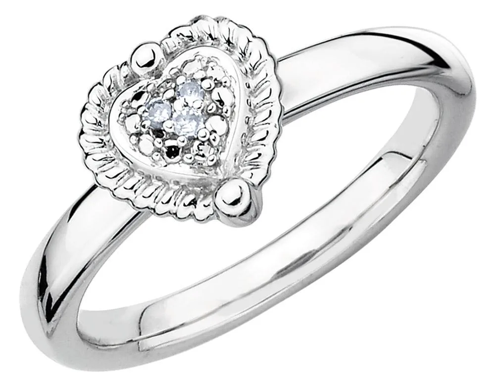 Gem &amp; Harmony Gem &amp; Harmony Heart Ring Diamond Accent Sterling Silver 925 .022 — product photo