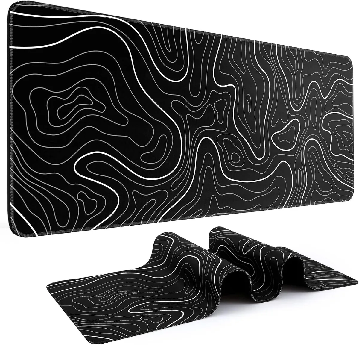 BAOFENG BAOFENG Mouse Pad 80 x 30 cm Black with White Topographic Line — product photo