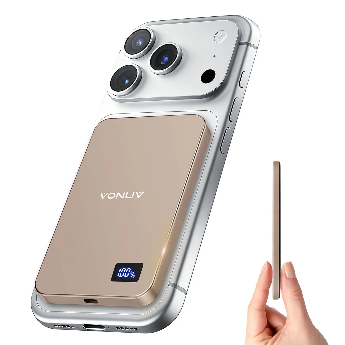  NU F20 Magnetic Wireless Charger 5000mAh 15W Gold — product photo
