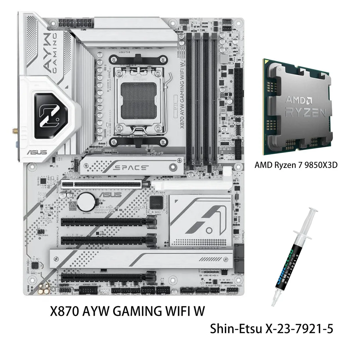 ASUS ASUS X870 AYW GAMING WIFI W Motherboard & Ryzen 7 9850X3D CPU Combo — product photo