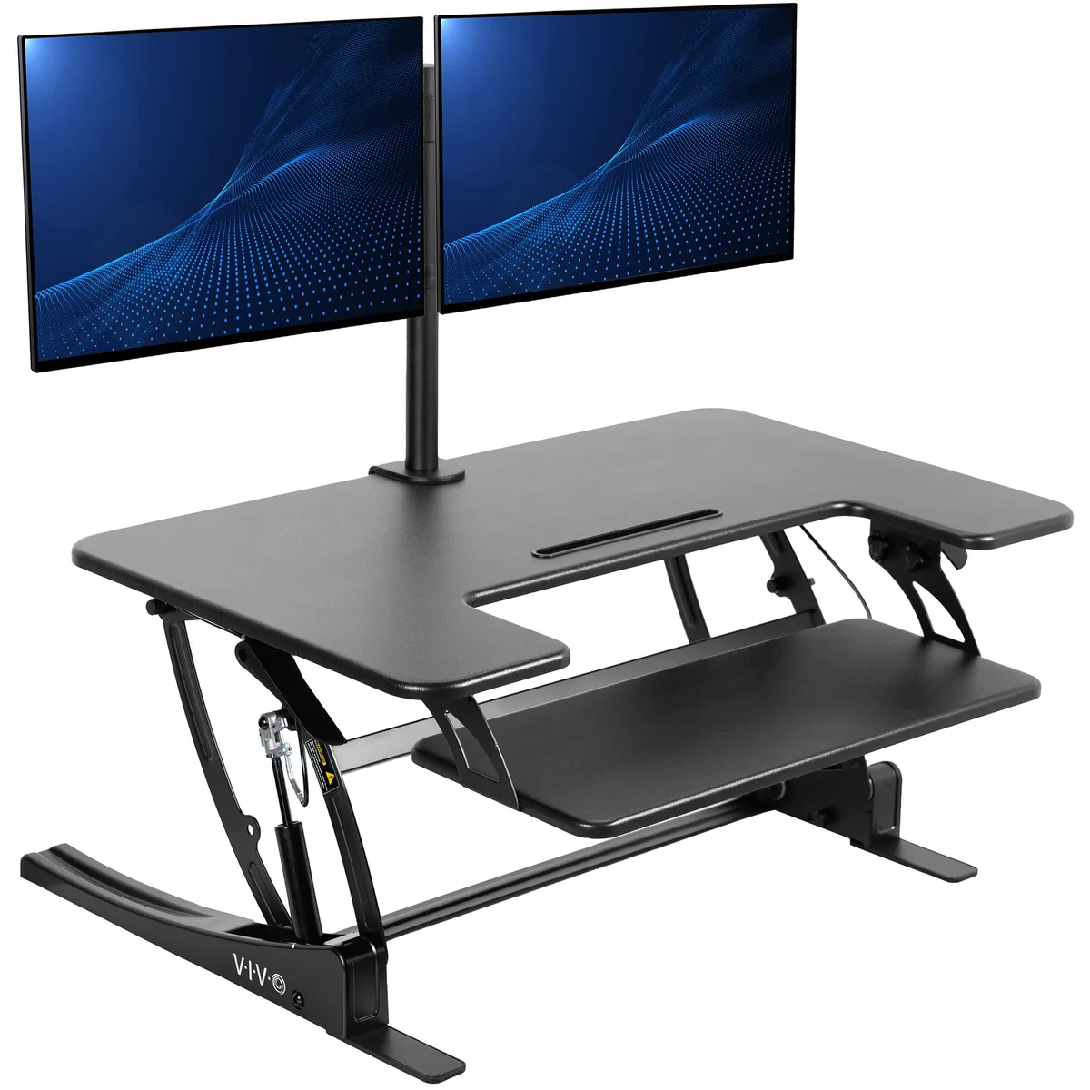 VIVO VIVO 36" Black Standing Desk Riser Dual Monitor Stand 13-30" VESA 75/100 — product photo