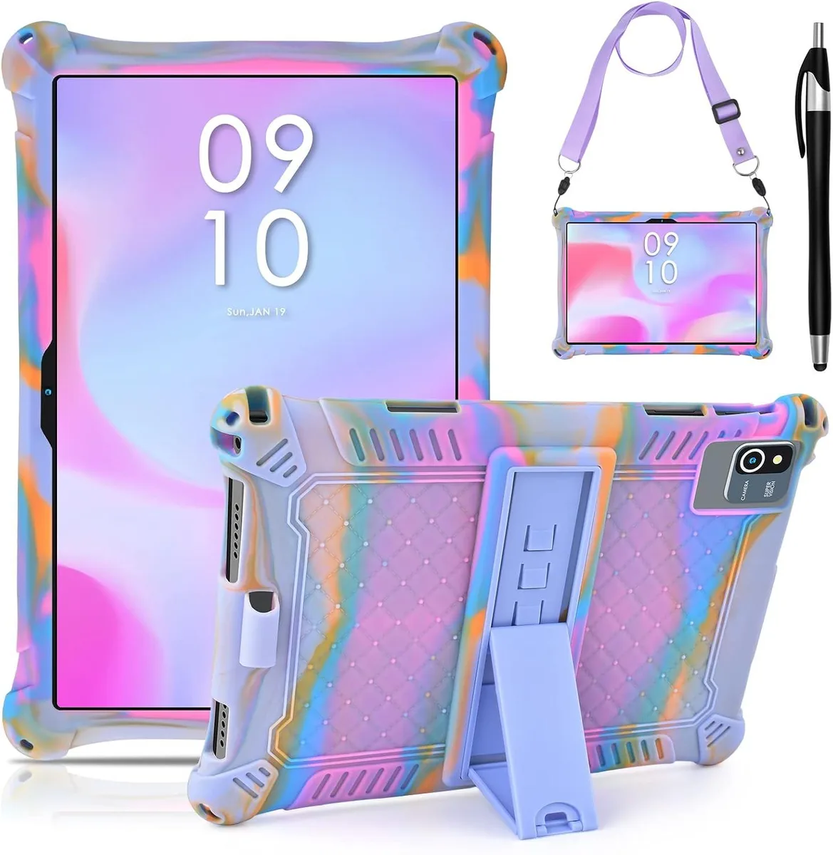 Kootion Kootion 10.1 inch Silicone Tablet Case Rose Red & Purple — product photo