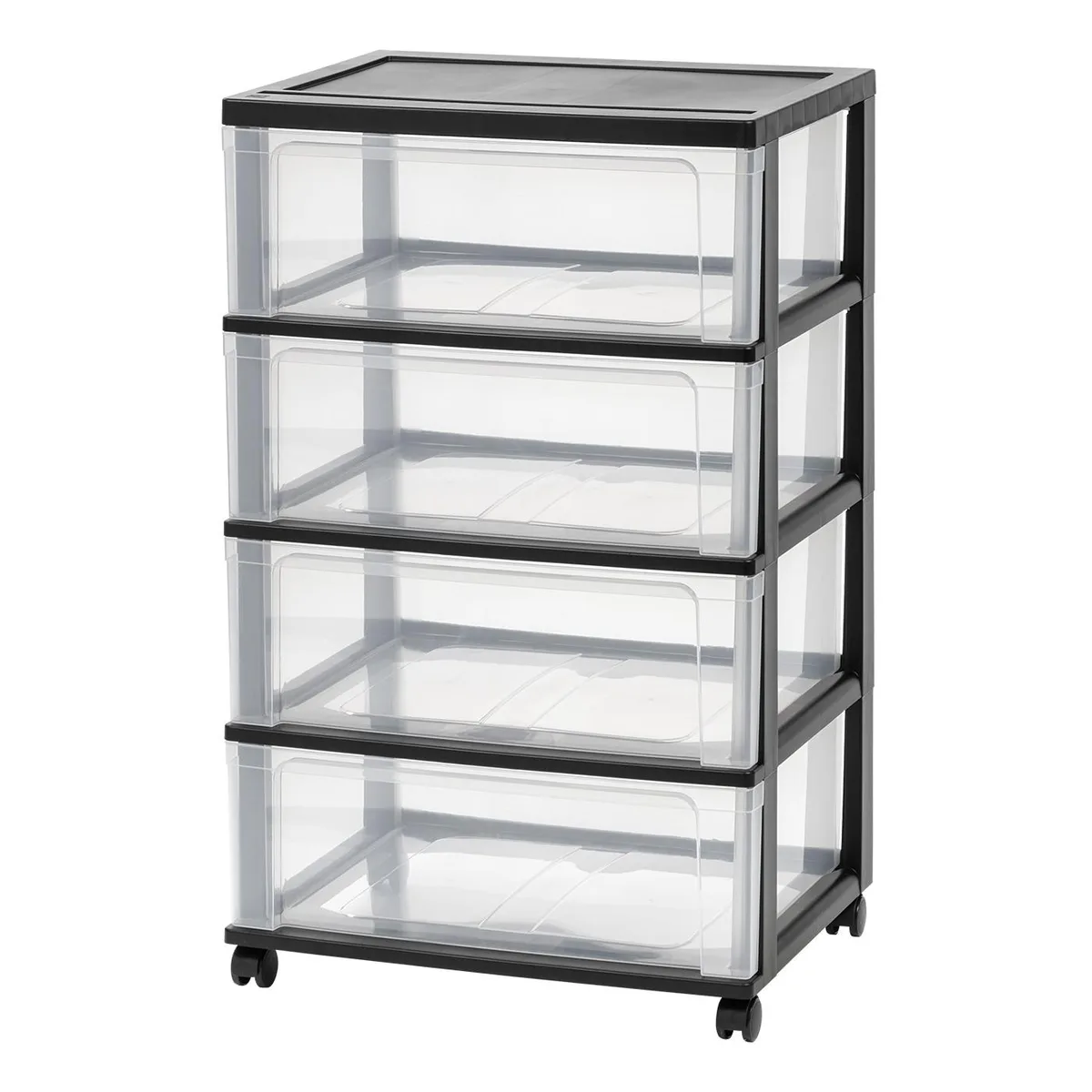 IRIS USA, INC. IRIS USA, INC. 4-Drawer Wide Storage Cart with Caster Wheels, Black/Clear — product photo
