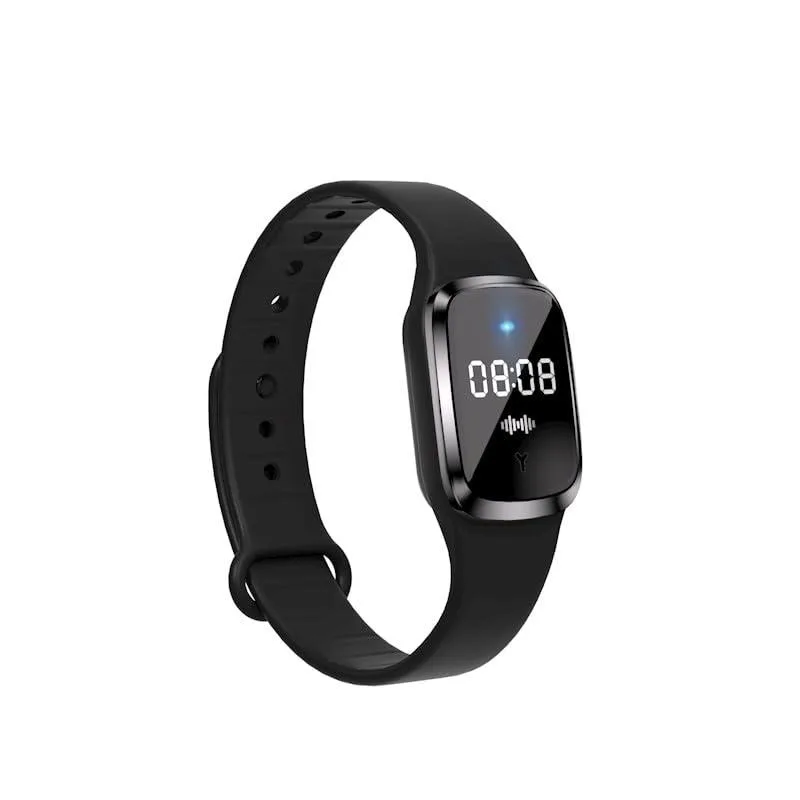 Black rectangular watch unit on adjustable black silicone strap