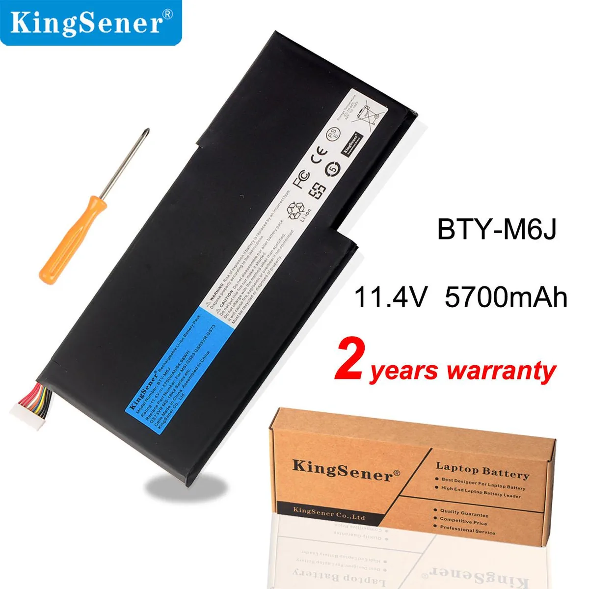 KingSener KingSener BTY-M6J laptop battery 5700mAh 64.98WH 11.4V — product photo
