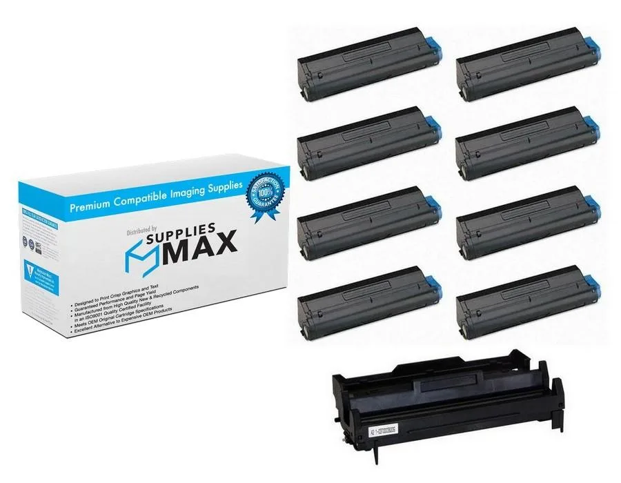 SuppliesMax SuppliesMax Drum &amp; 8 High Yield Toners 25000/7000 Pages Black — product photo