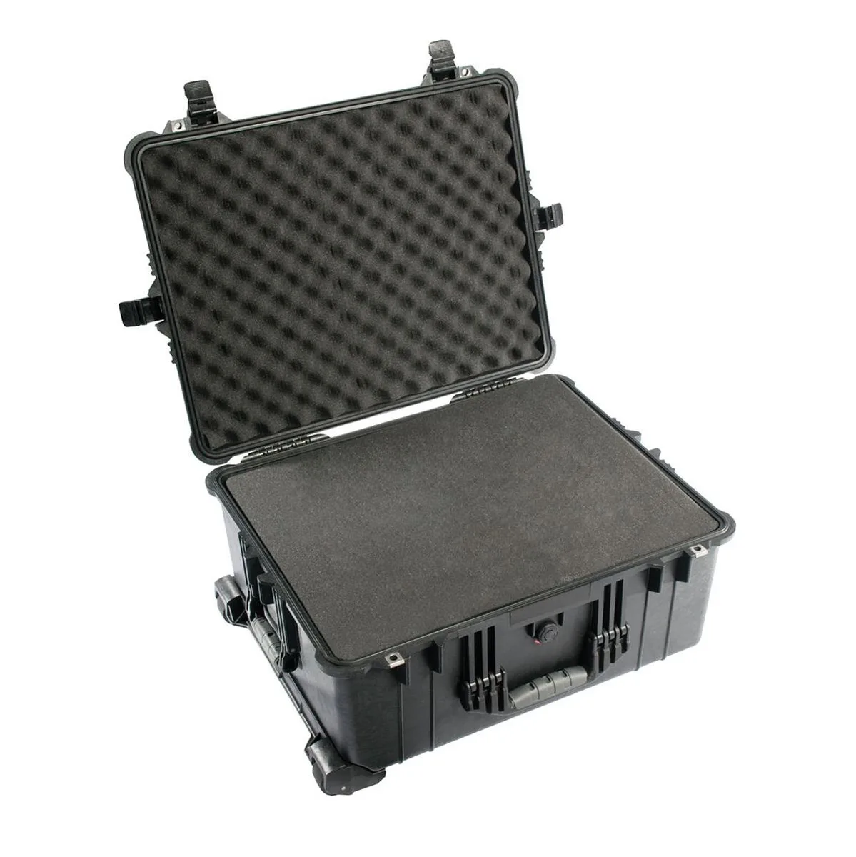 Black Pelican 1610 hard case with extendable handle and foam insert set