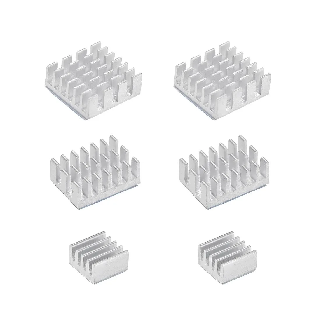 Unique-Bargains Unique-Bargains Aluminum Heatsink Set 6pcs 14x14x6mm 14x10x6mm 9x9x5mm Silver Tone — product photo